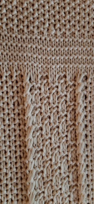 Elegancki Sweter Kardigan Damski 42/44 Ecru/Beż Dzianinowy Długi