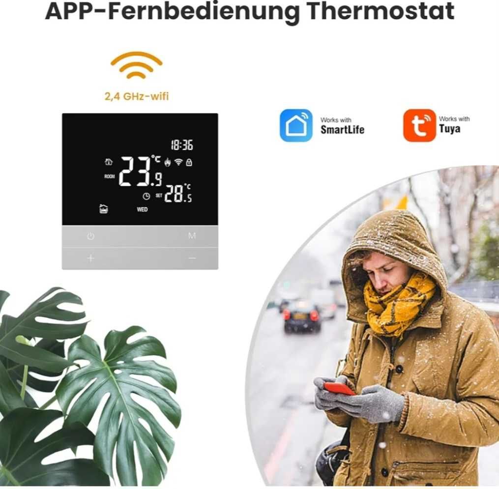Termostat dotykowy ogrzewanie podłogowe Smart WiFi App WT300-16A szkło