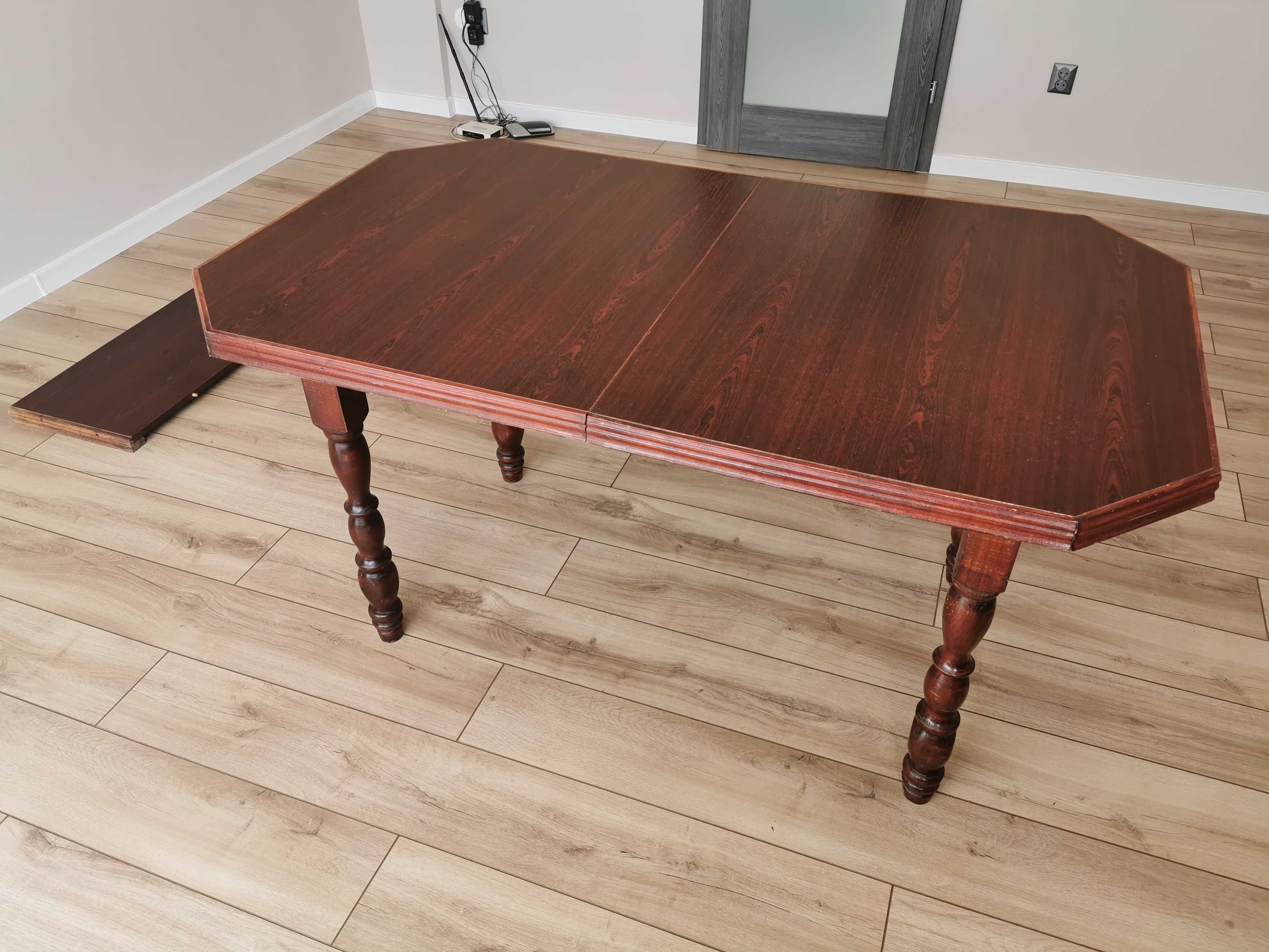 Stół rozkładany mahoniowy rzeźbione nogi elegancki antyczny