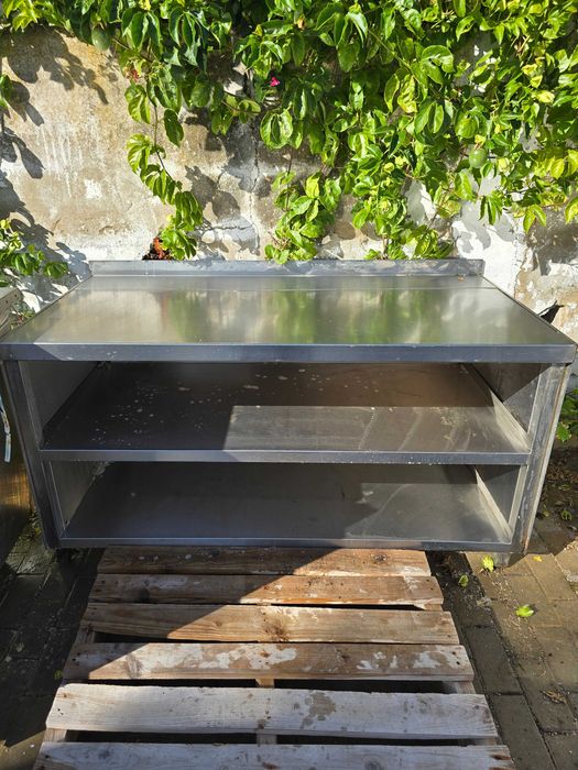 Mesa de Trabalho e Armazenamento em Aço Inoxidável - 2 Portas