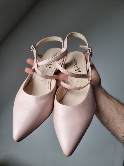 Caprice kitten heels obcasy czółenka sandałki czubek szpic