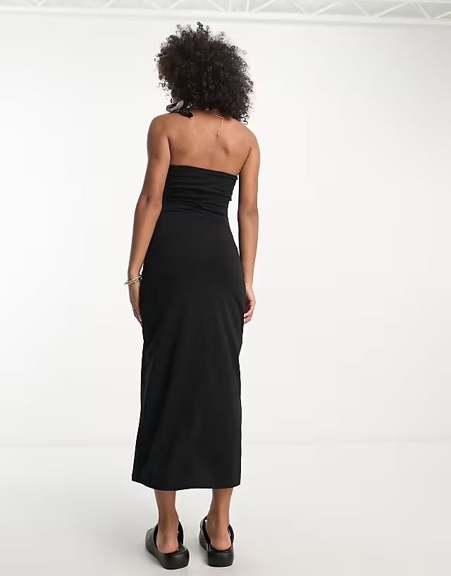 Asos Design 38 M Sukienka Czarna Midi Dopasoswana R12663