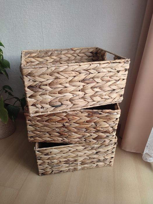 3 plecione kosze dekoracyjne do przechowywania 36x28x17 cm