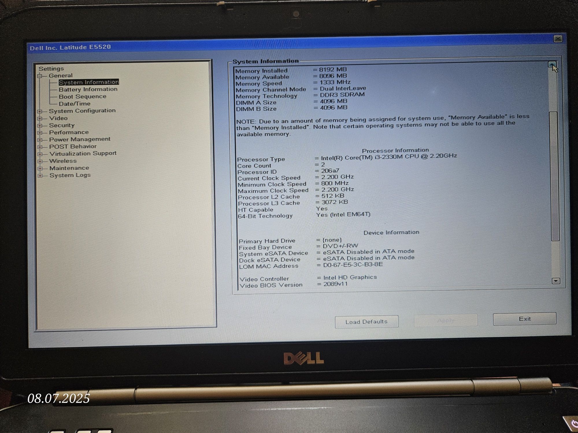 Dell Latitude E5520