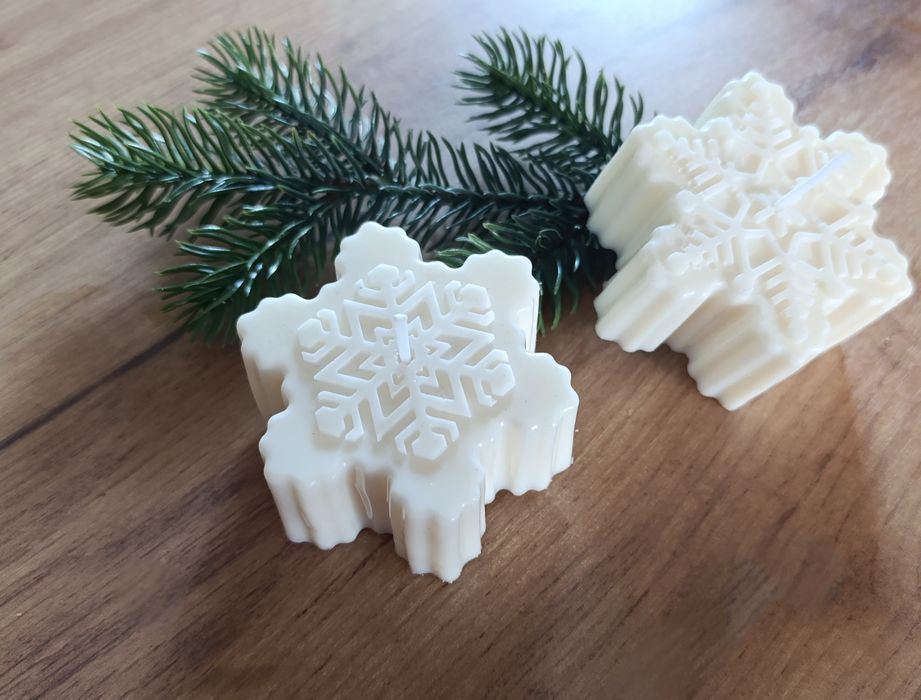 Świeczki sojowe śnieżynki gwiazdki święta Bożego Narodzenia