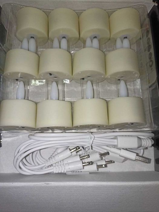 12 светодиодных чайных свечей с функцией подзарядки