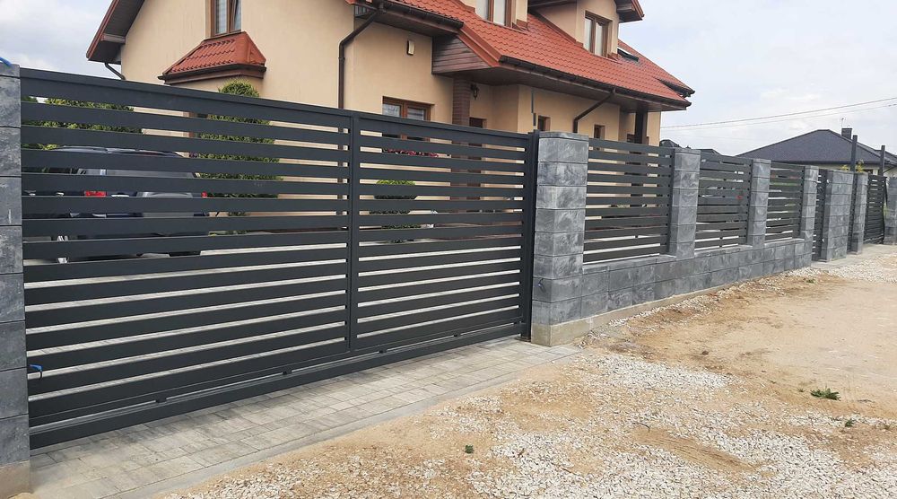 Brama przesuwna palisadowa 4000x1500 w komplecie