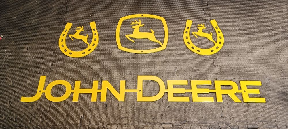 Napis na obciążnik John Deere 60cm + logo emblemat znaczek stal 4mm