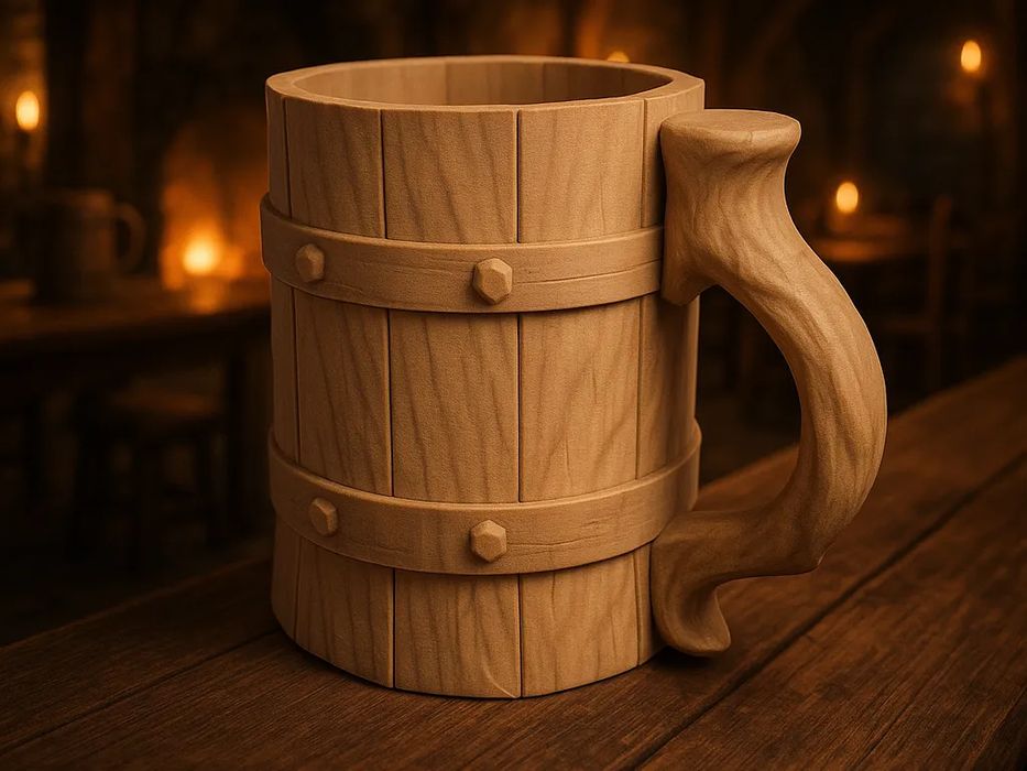 Caneca Medieval Rústica Estilo Madeira