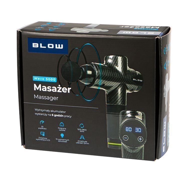 Masażer pistolet do masażu mięśni 30 prędkości +10 głowic BLOW 44-341#