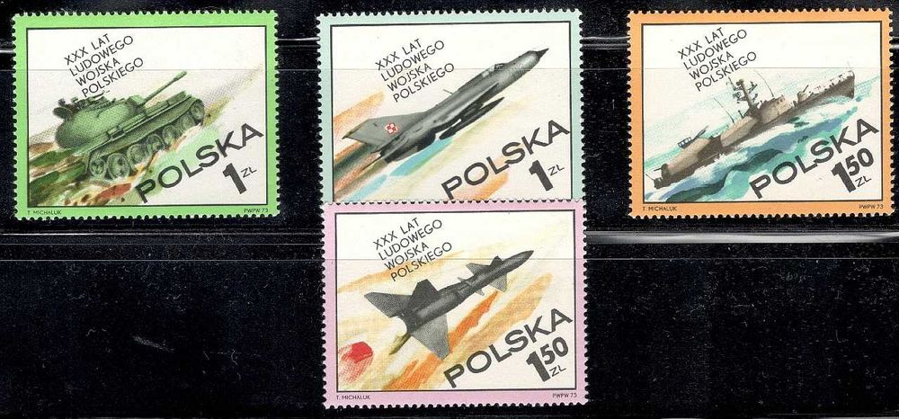 Polska 1973 - Wojsko Polskie, komplet, mint, znaczki + gratisy