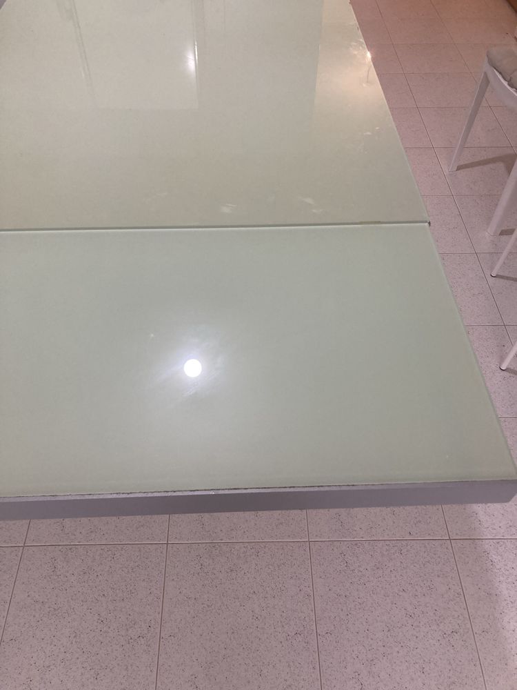 Mesa extensível de vidro pes metalicos