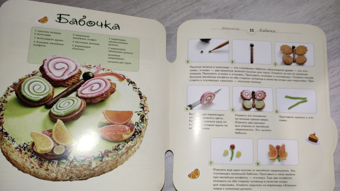 Кулінарна книга для малюків Прикрашання / Украшение блюд из сладостей