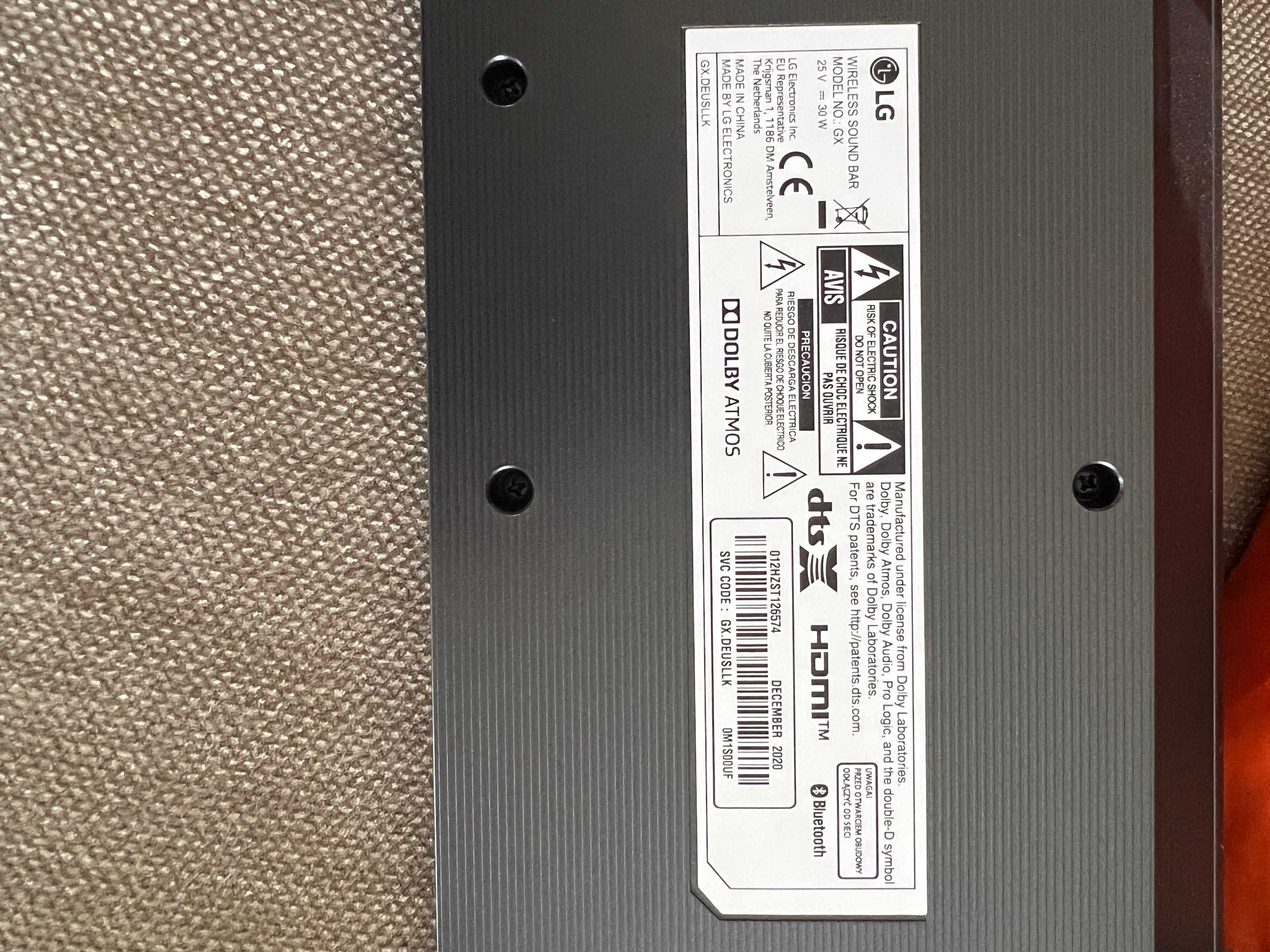 Soundbar LG GX + Colunas traseiras SPK8