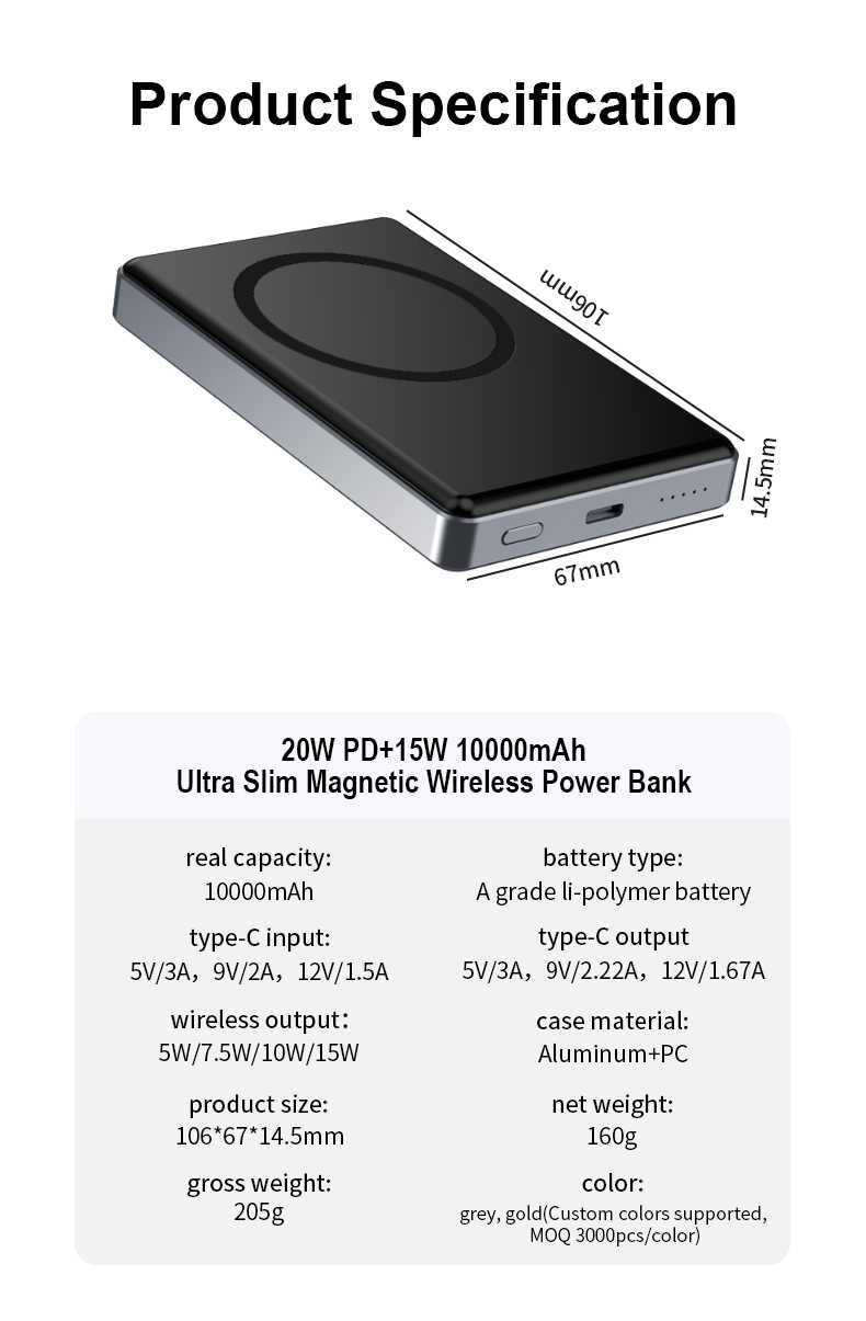 Павербанк Magsafe 10000mah ultra slim 20w Pawerbank