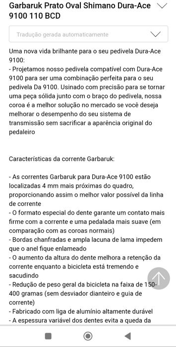 Dura-Ace Garbaruk Prato 52 Oval Shimano  110 BCD