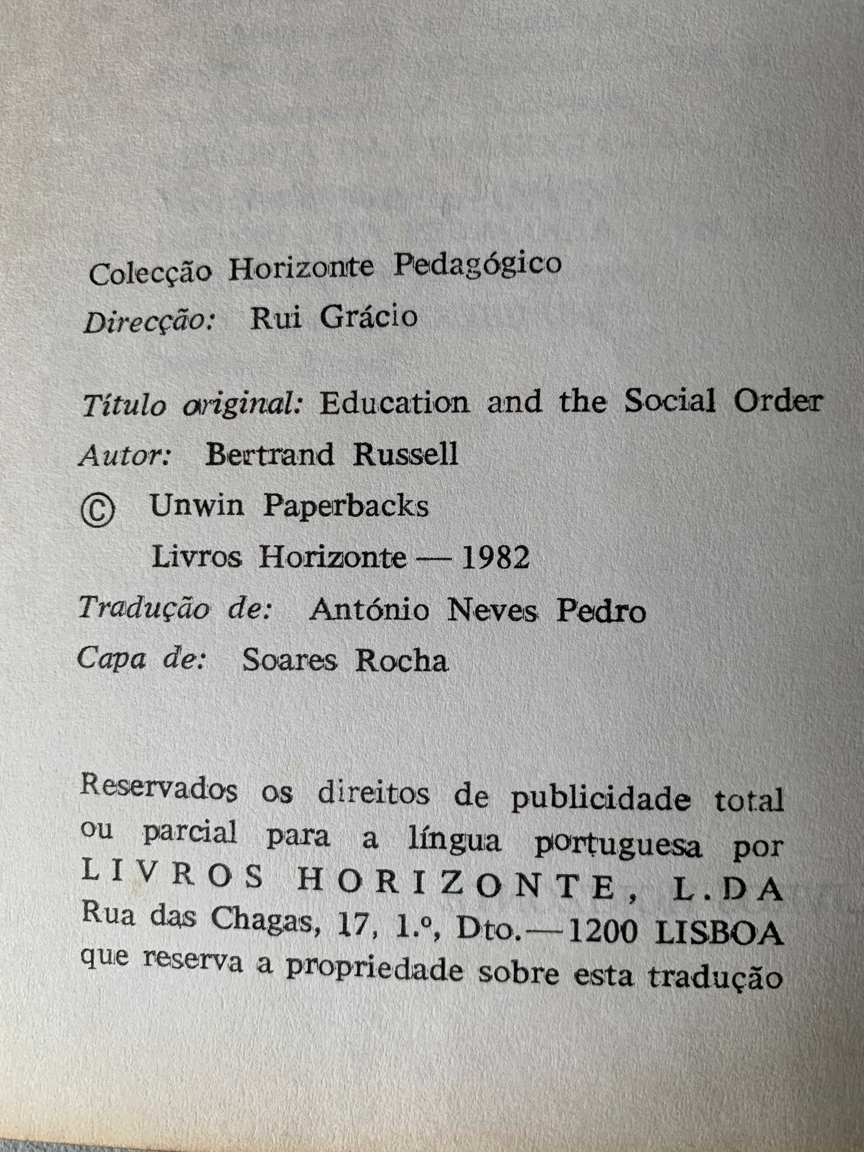 Educação e Sociedade, de Bertrand Russell