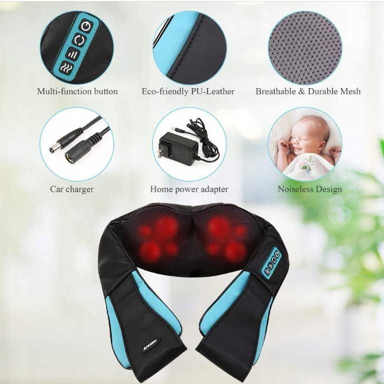 Nekteck Shiatsu masażer szyja plecy kark uda z kojącym ciepłem NK-NM01