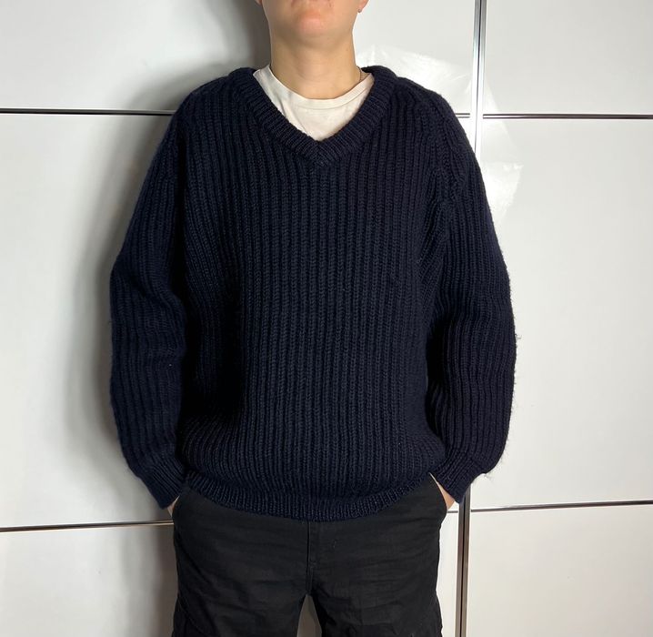 80’s Gruby Ciężki Sweter Barbour Navy 100% Pure New Wool Vintage 80’s