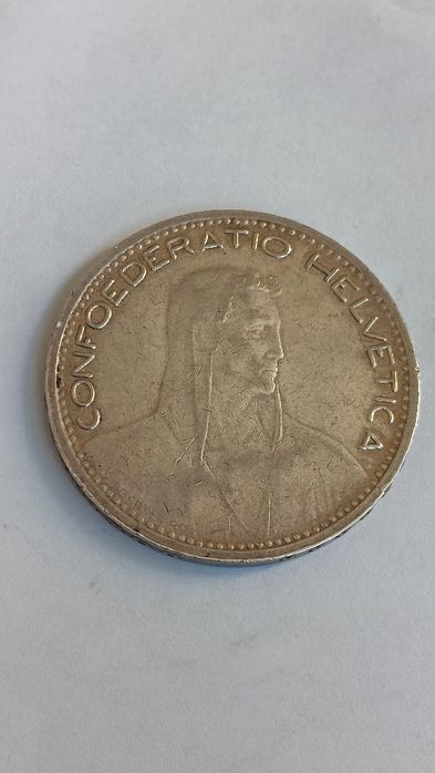 Moeda prata de 5 francos Suíços , de 1923