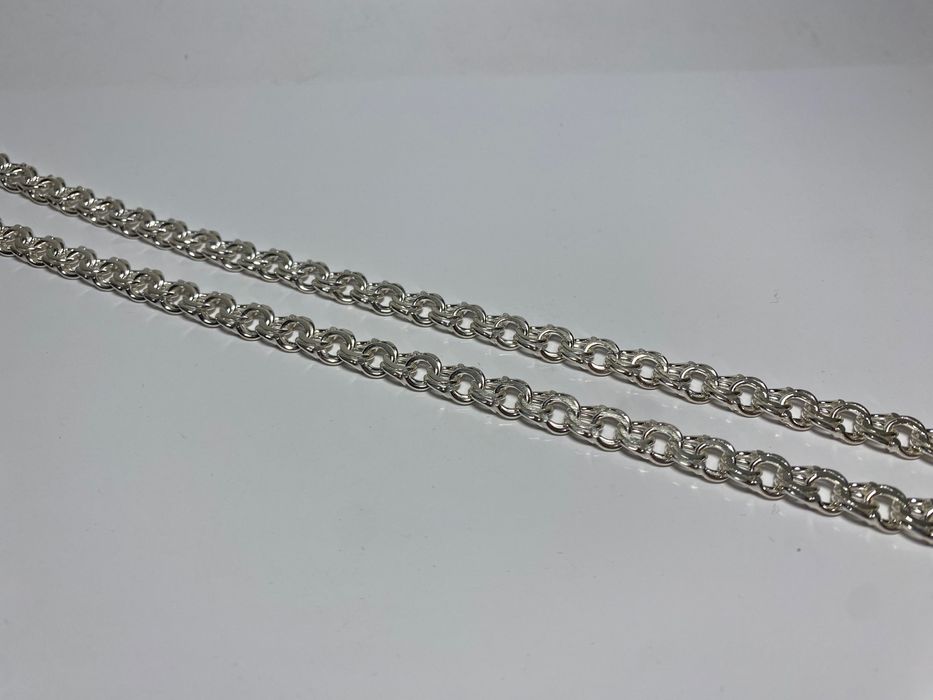 Srebrny łańcuszek splot bismark