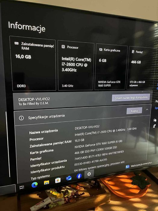 Komputer stacjonarny 2024r / 16GB Ram / Intel(R) Core(TM) i7-2600