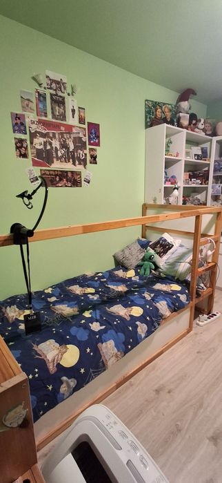 Łóżko i materac, drewniane IKEA KURA z materacem IKEA PIANKOWYM