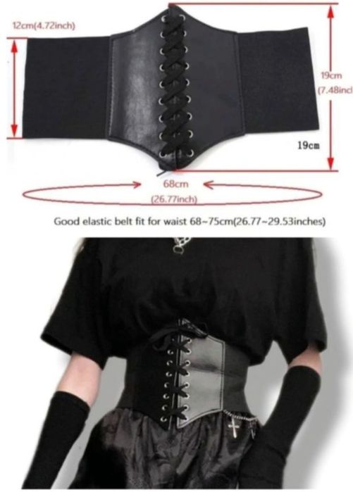 Czarny, szeroki pasek damski, gorset