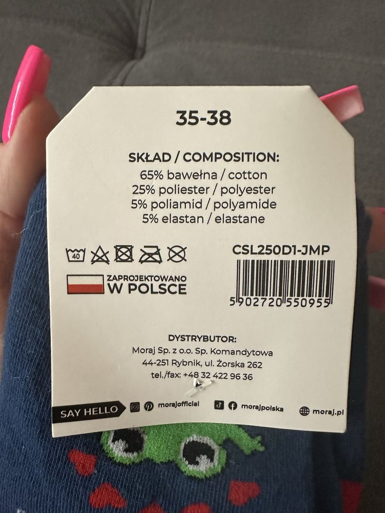 2 pary skarpetek damskie śmieszne z napisami Żabka dzień dobry