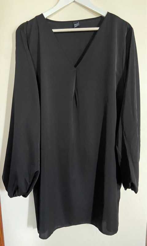 Czarna sukienka 44/46/48 – elegancka tunika, oversize, wieczorowa