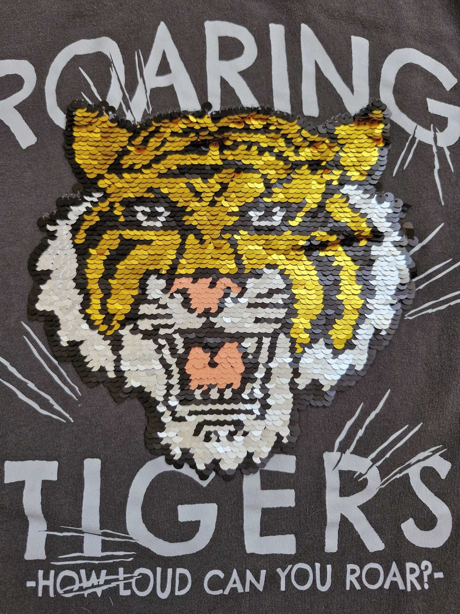 koszulka t-shirt z tygrysem z cekinów na 10 latka