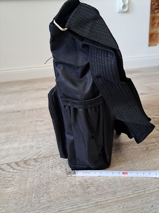 Torba męska na ramię, listonoszka - 5 kieszeni - kolor czarny