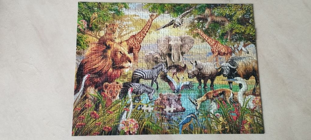 Puzzle 500 elementów Zwierzęta przy wodopoju Ravensburger - brak 2 szt