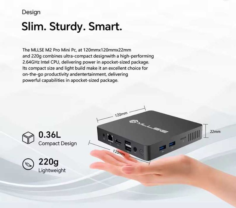 MLLSE Mini PC Intel J3710 CPU 8GB RAM 256GB SSD WiFi5 Mini Desktop