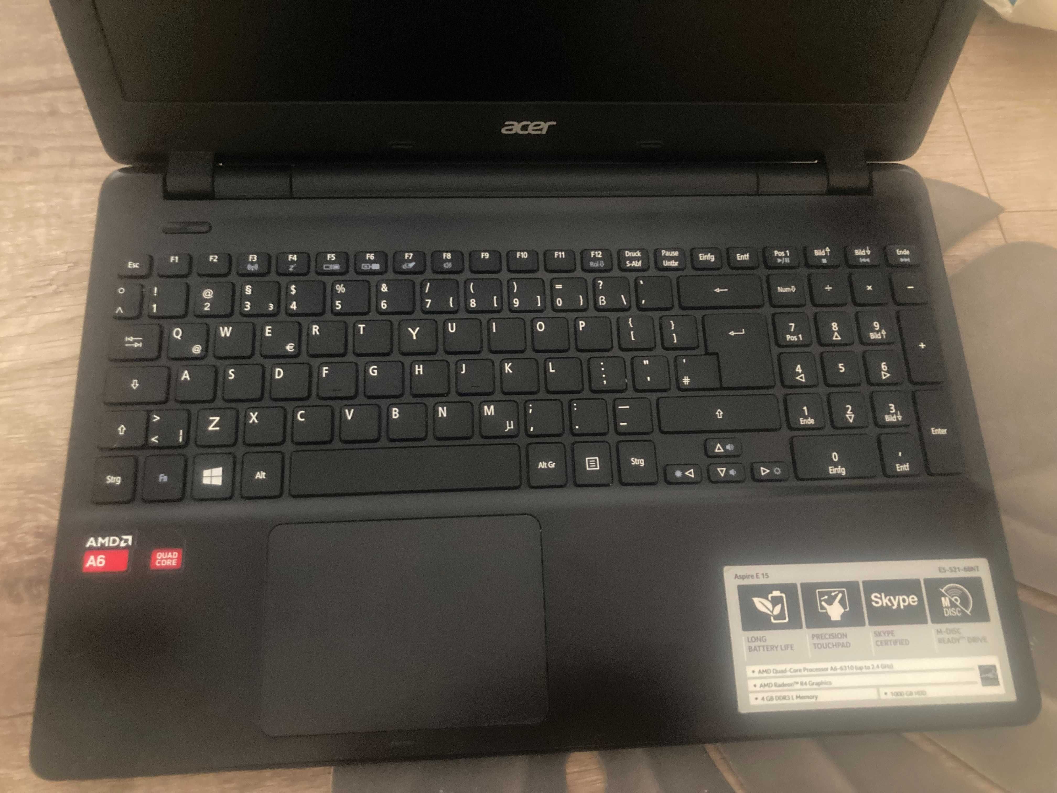 Laptop ACER E5-521 I 4GB Ram I 1000 GB HDD I AMD A6-6310 I Win 10
