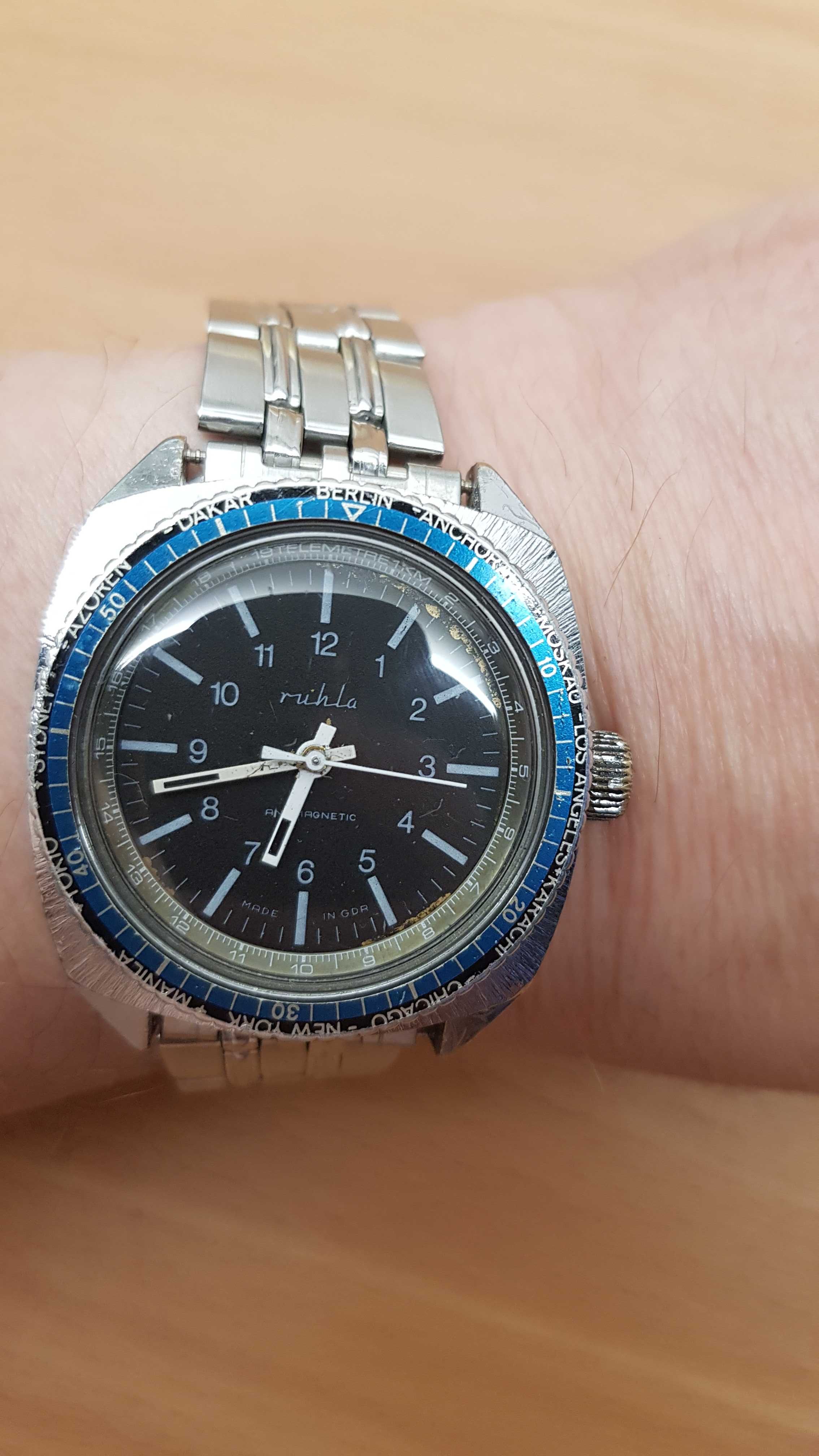 Zegarek DDR *Ruhla* De Luxe - Światowy czas