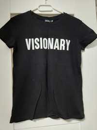Koszulka krótki rękaw z napisem visionary czarna bershka