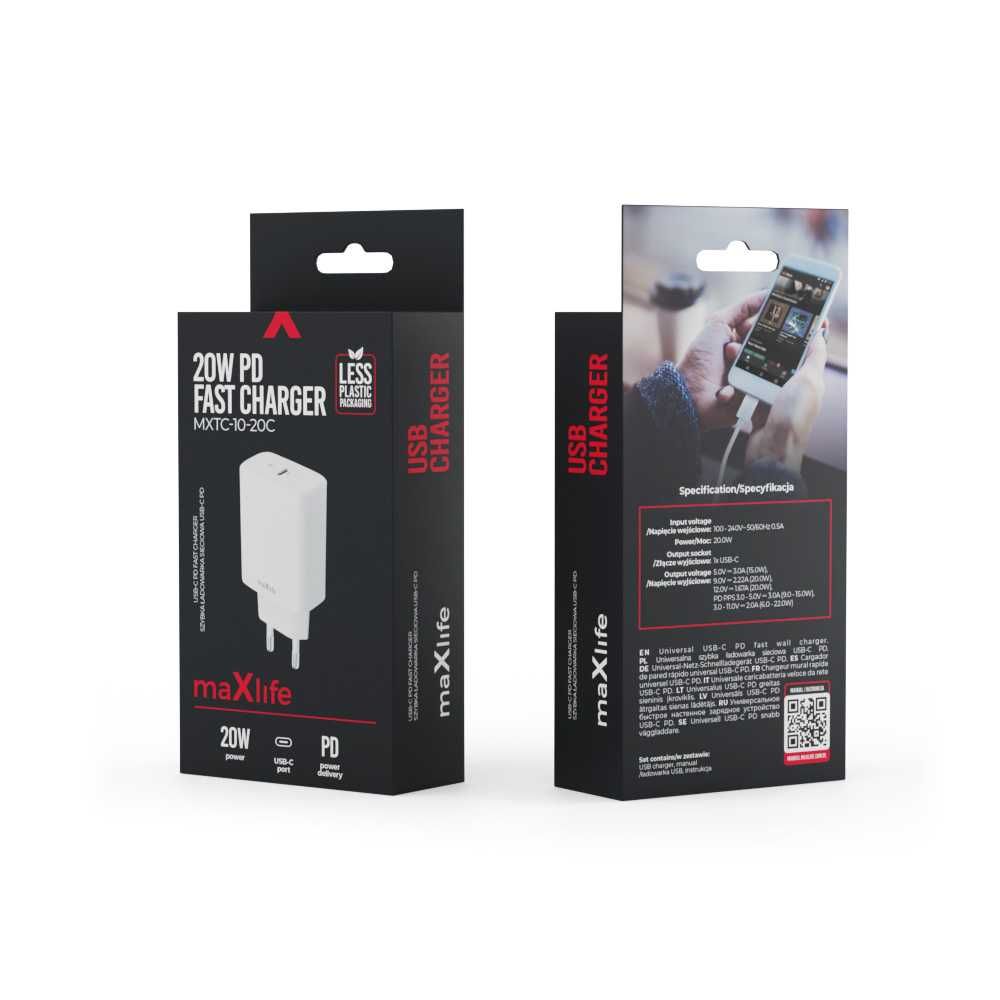 Ładowarka Sieciowa MaxLife PD-C 20W Szybkie Ładowanie