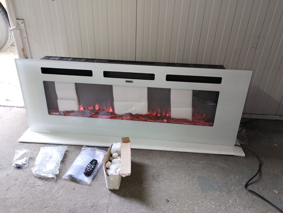 Klarstein Galeras, elektryczny naścienny kominek do zabudowy, 1800 W,