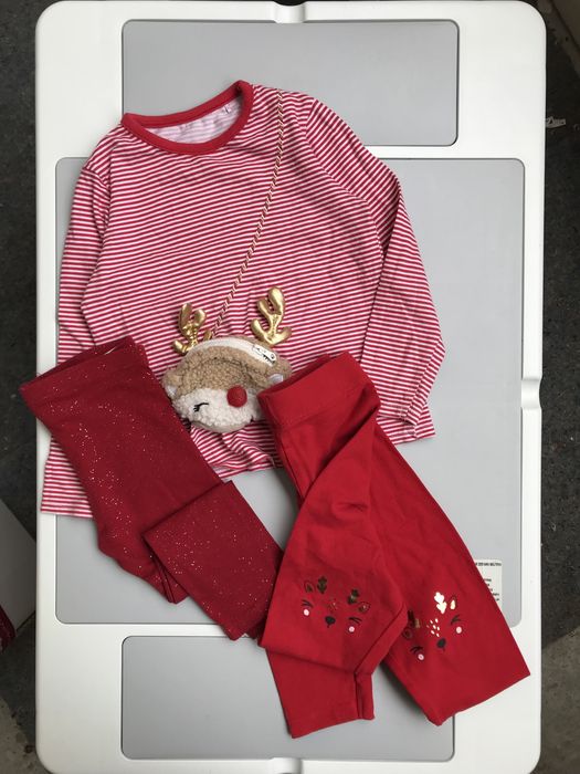 Костюм новорічний різдвяний лосінки легінси з оленем 18-24 м