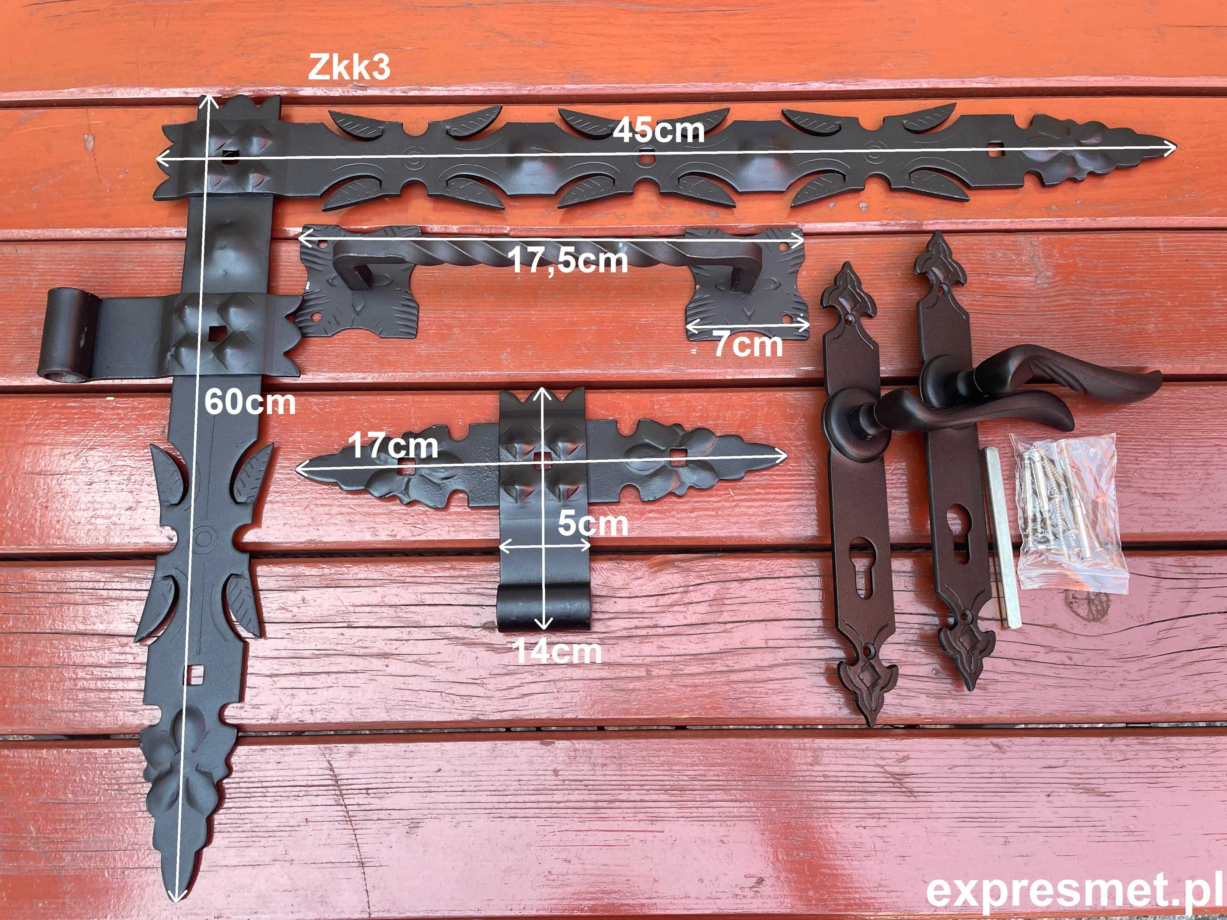 Zestaw 2Xzawias pasowy 300mm + zasuwka do drzwi okiennic furtki czarny
