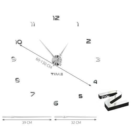 Zegar ścienny DIY naklejany na ścianę regulowana wielkość