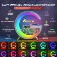 Lampa SMARTLED RGB, Ladowarka indukc, głośnik Bluetooth,zegar, radio.