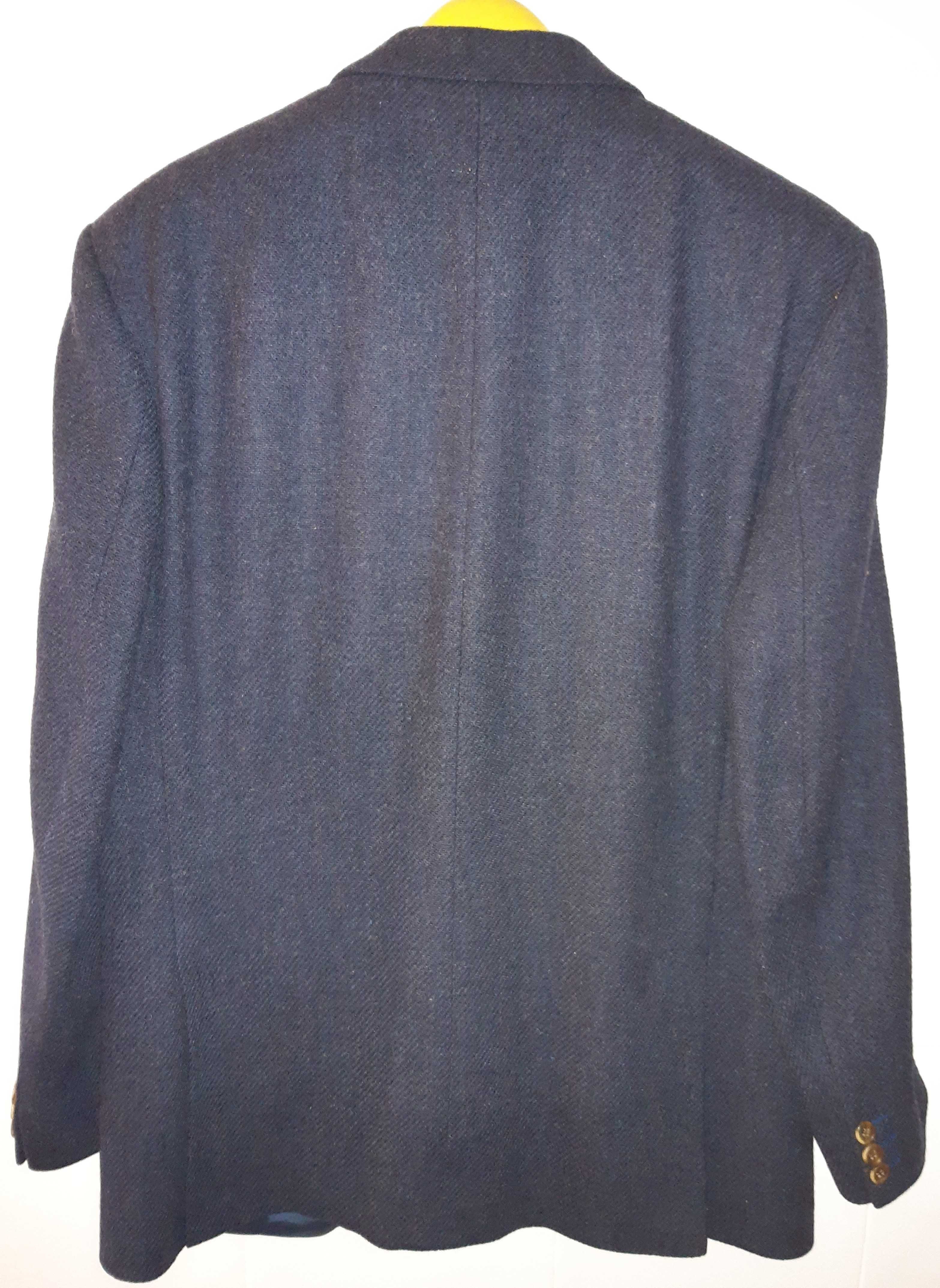 Blazer azul espinhado em pura lã virgem