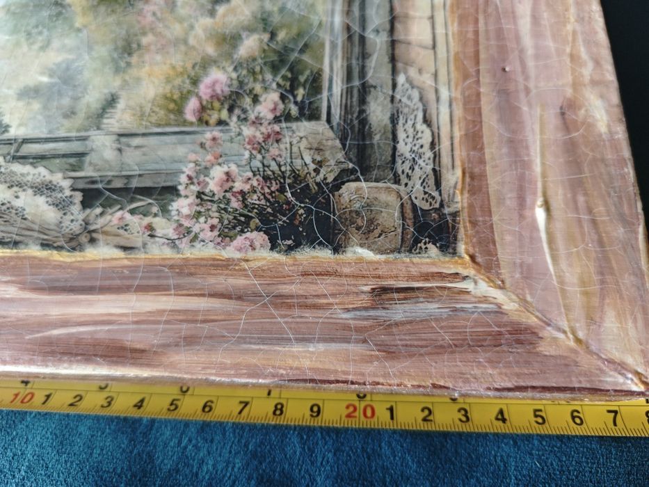 Obrazek z wodokiem przez okno 29 x 26,5 cm