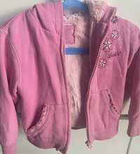 Różowa bluza z kapturem i futerkiem r. 104