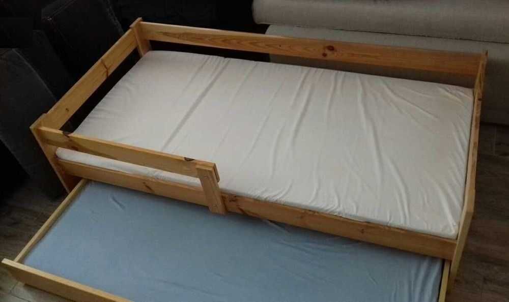 Piękne podwójne drewniane łóżko 180x80cm