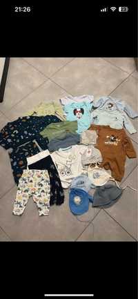 Paczka komplet zestaw ubran dla niemowlaka 68 cm czapka, pajac, body