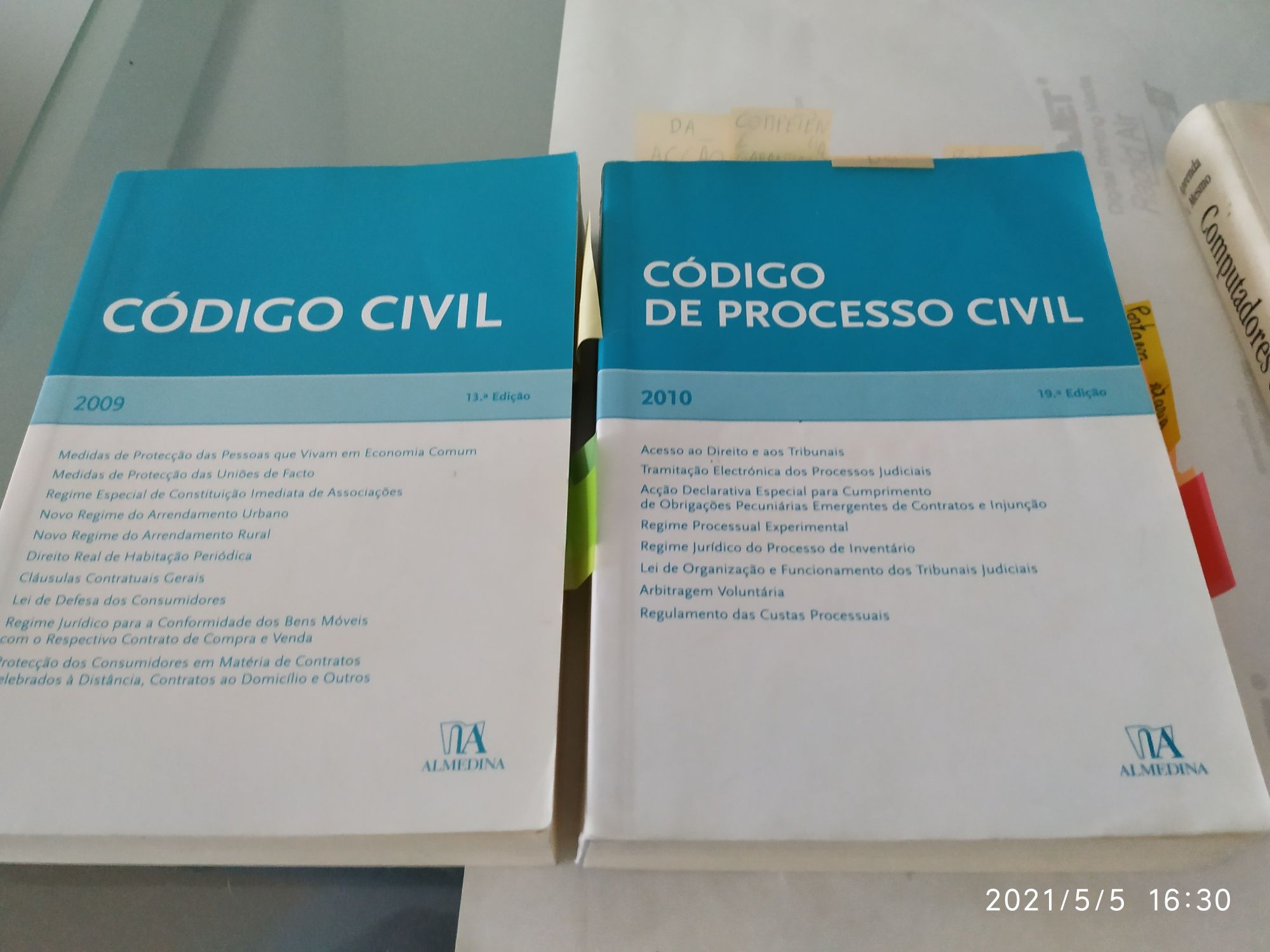 Códigos de Processo Penal e Civil e Código Civil