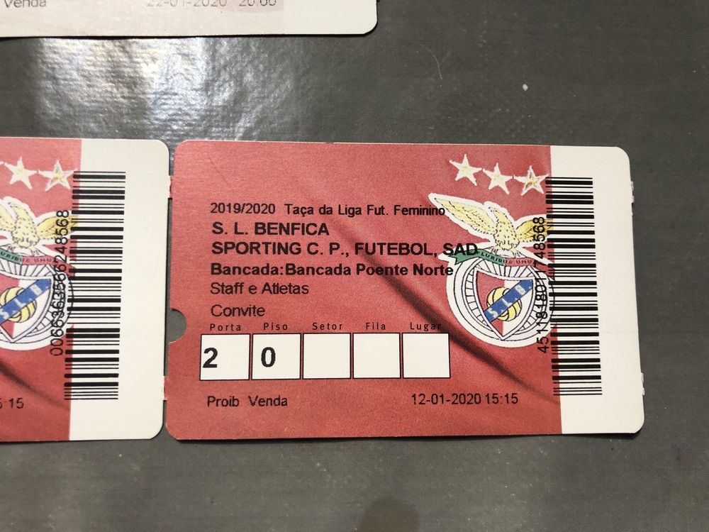 Bilhetes Benfica para colecao